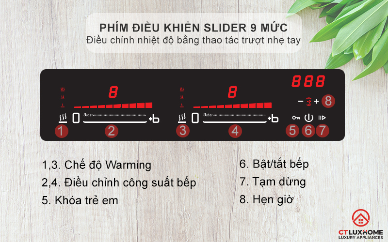 Phím điều khiển slider 9 mức công suất