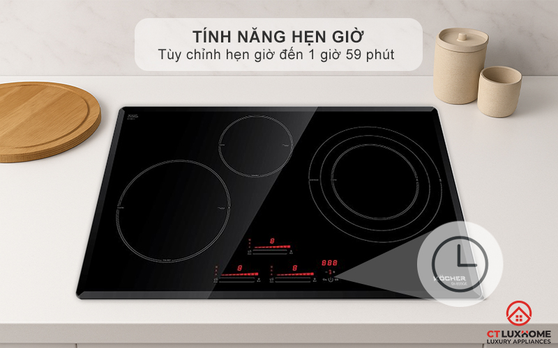 Tính năng hẹn giờ tiện lợi tùy chỉnh đến 1 giờ 59 phút