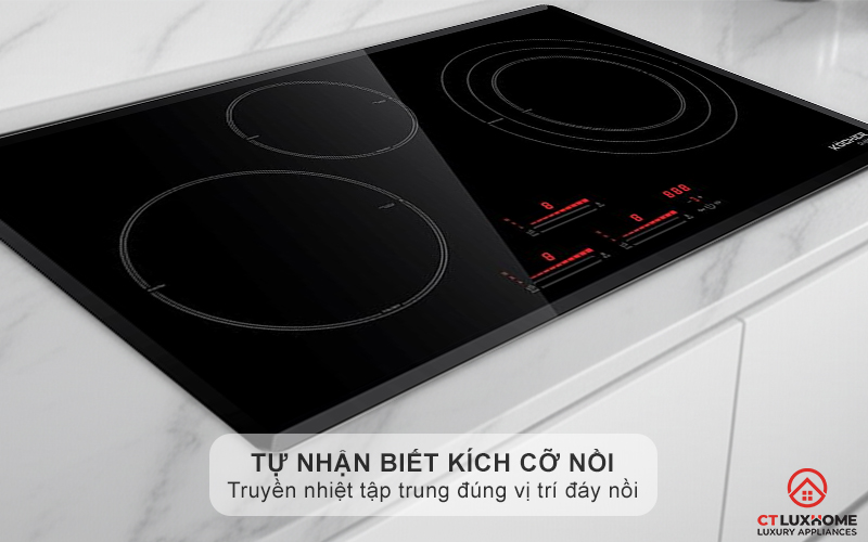 Vùng nấu từ tự nhận biết kích cỡ xoong nồi