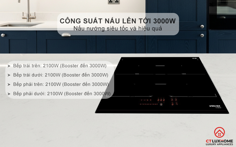 Công suất nấu tối đa lên tới 3000W