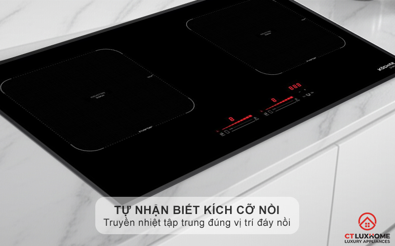 Vùng nấu từ tự nhận biết kích cỡ xoong nồi
