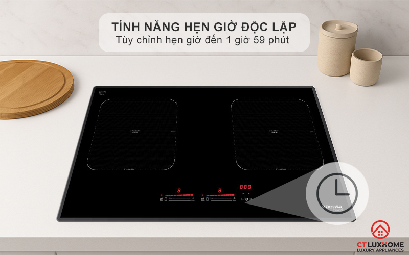 Tính năng hẹn giờ tiện lợi tùy chỉnh đến 1 giờ 59 phút