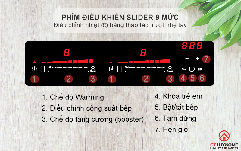 Phím điều khiển slider 9 mức công suất