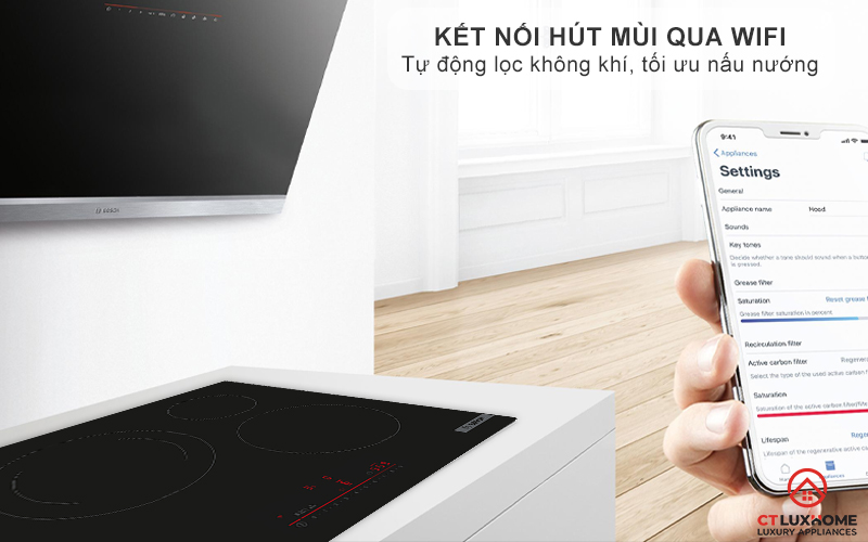 Kết nối hút mùi qua wifi: Tự động lọc sạch không khí, tối ưu nấu nướng