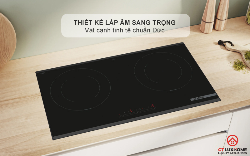 Thiết kế vát cạnh Comfort Profil sang trọng của bếp từ Bosch PPI8256XVN
