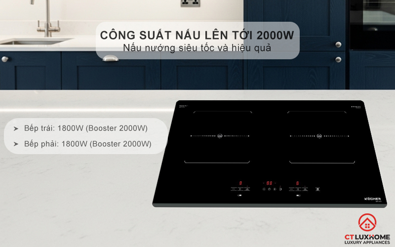 Công suất nấu tối đa lên tới 2000W
