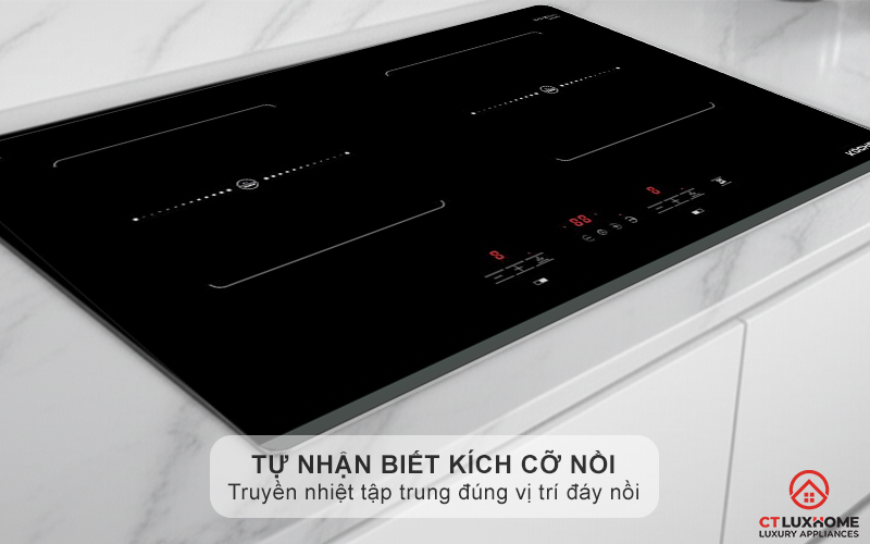 Vùng nấu từ tự nhận biết kích cỡ xoong nồi