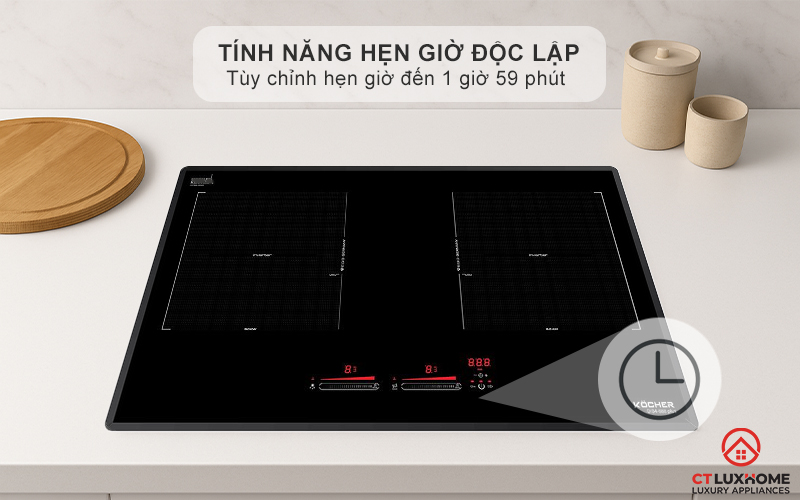 Tính năng hẹn giờ độc lập cho từng vùng nấu