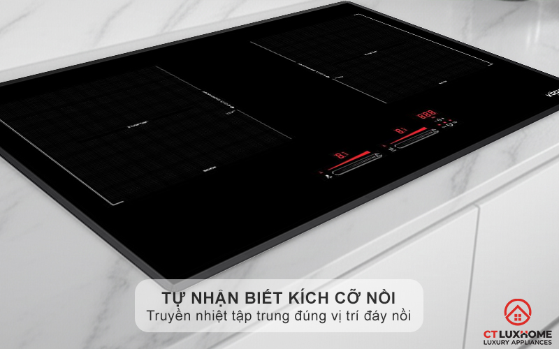 Vùng nấu từ tự nhận biết kích cỡ xoong nồi