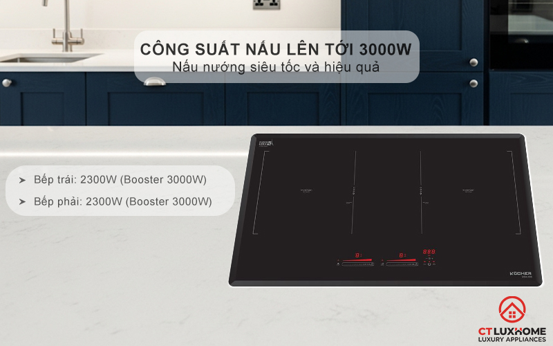 Công suất nấu lên tới 3000W