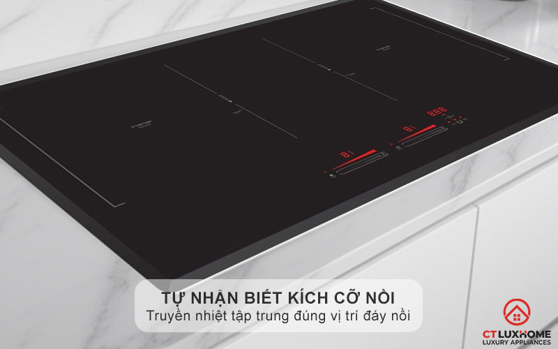 Vùng nấu từ tự nhận biết kích cỡ xoong nồi