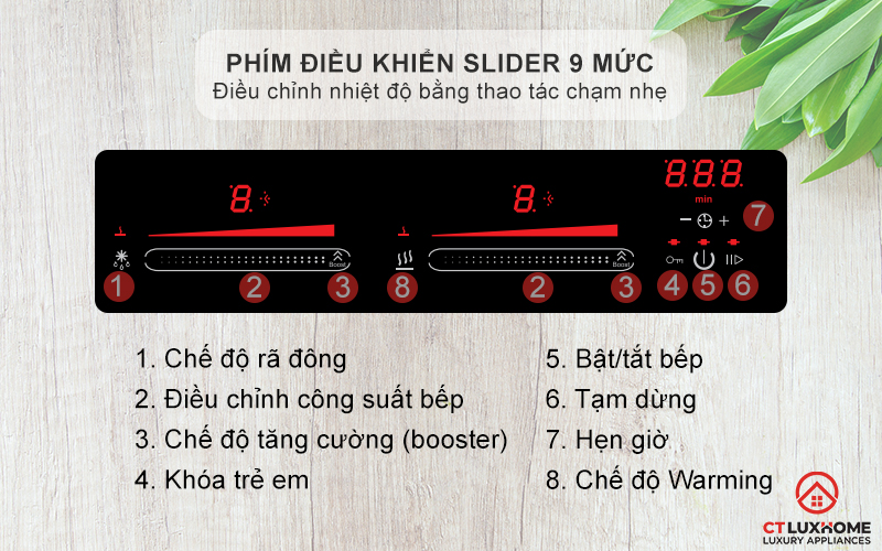Phím điều khiển slider 9 mức công suất