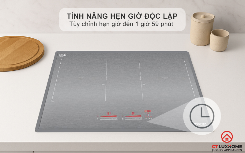 Tính năng hẹn giờ độc lập cho từng vùng nấu
