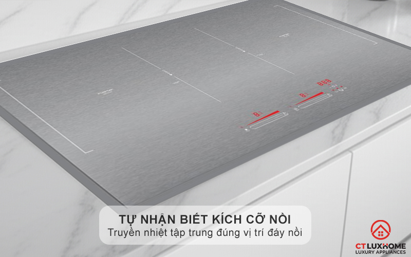 Vùng nấu từ tự nhận biết kích cỡ xoong nồi