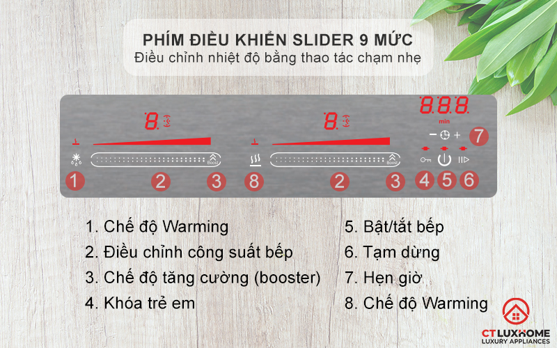 Phím điều khiển slider 9 mức công suất