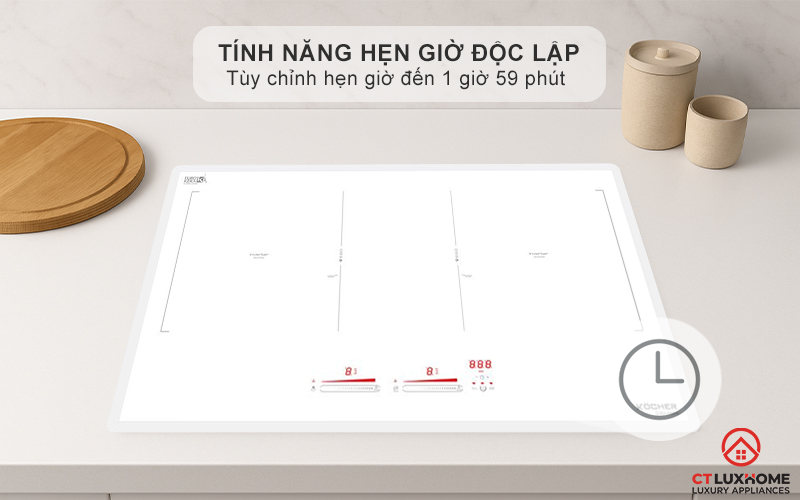 Tính năng hẹn giờ độc lập cho từng vùng nấu