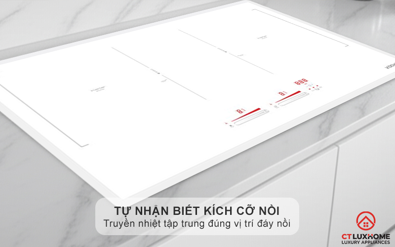 Vùng nấu từ tự nhận biết kích cỡ xoong nồi