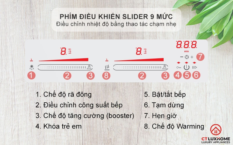 Phím điều khiển slider 9 mức công suất