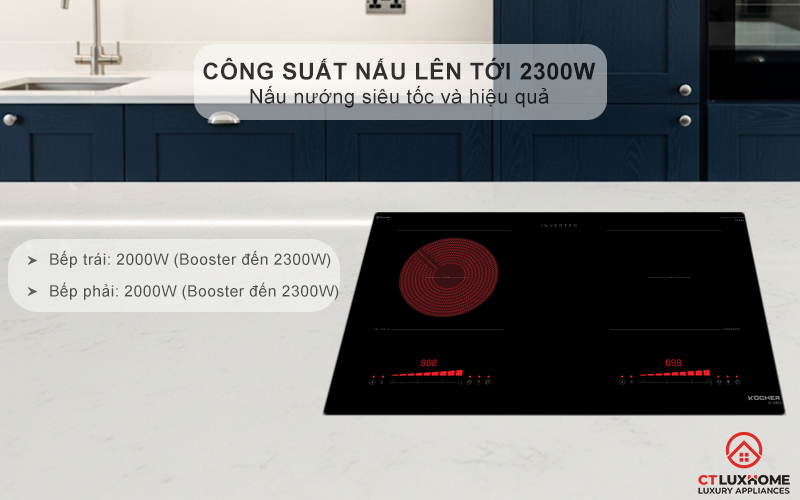 Công suất nấu tối đa lên tới 2300W