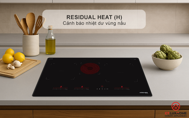 Cảnh báo nhiệt dư vùng nấu Residual heat (H)
