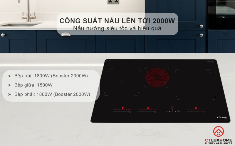 Công suất nấu tối đa lên tới 2000W