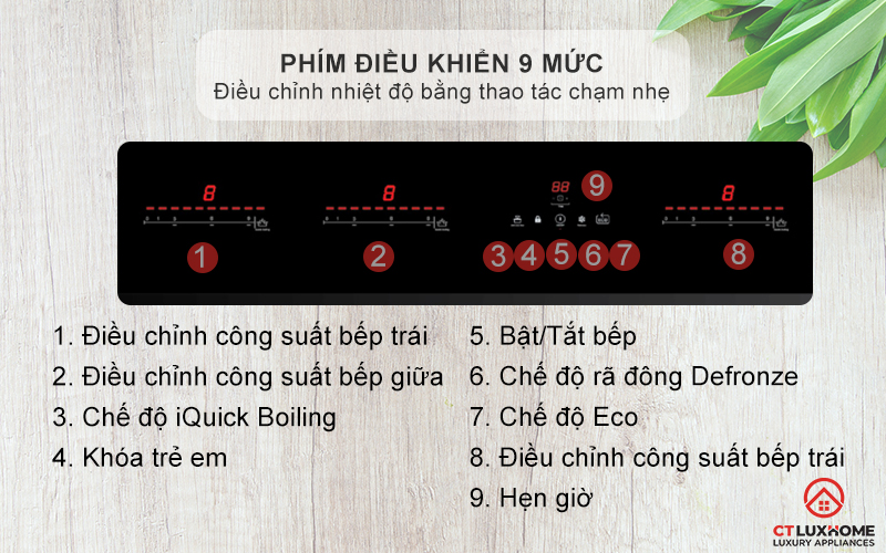 Phím điều khiển 9 mức công suất