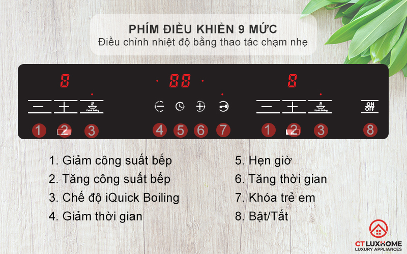 Phím điều khiển 9 mức công suất