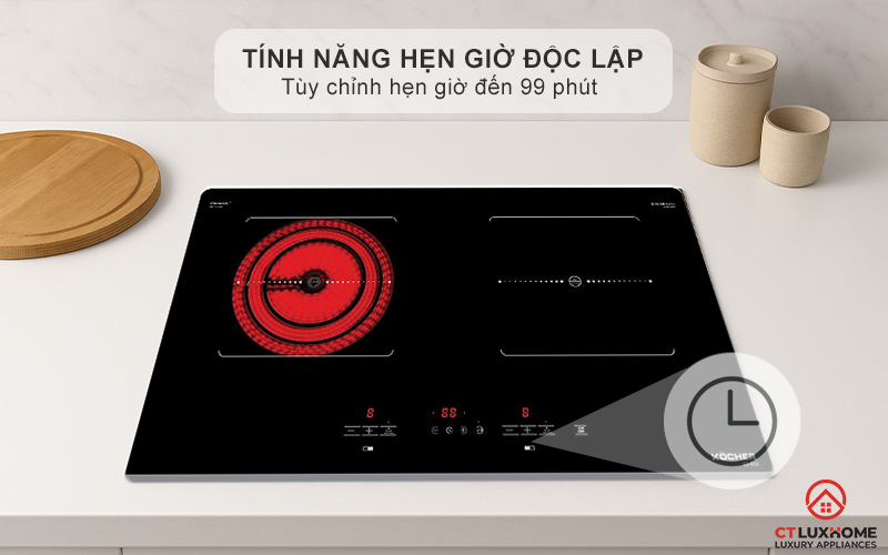 Tính năng hẹn giờ độc lập cho từng vùng nấu