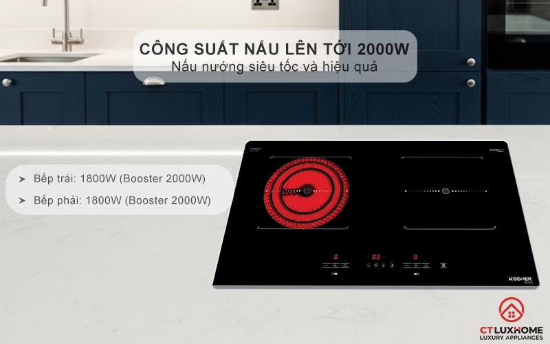 Công suất nấu tối đa lên tới 2000W