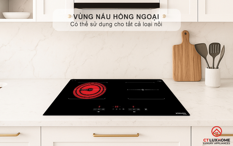 Vùng nấu hồng ngoại có thể sử dụng cho tất cả loại nồi