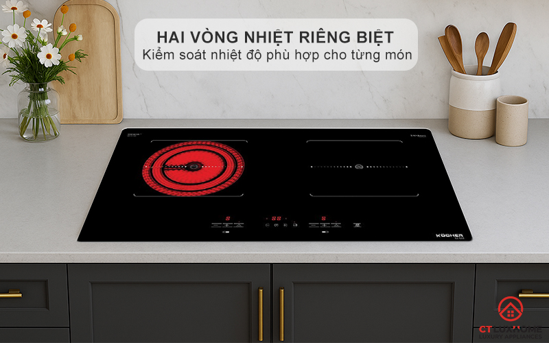 Bếp hồng ngoại hai vòng nhiệt riêng biệt