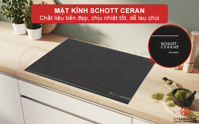 Mặt kính gốm thủy tinh Schott Ceran cao cấp, bền bỉ