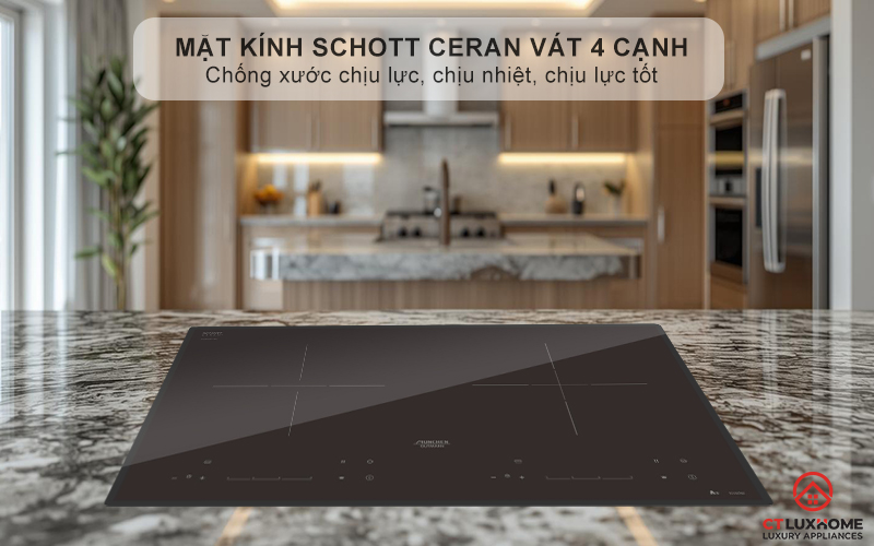 Mặt kính Schott Ceran vát 4 cạnh dễ lau chùi, chống trầy xước
