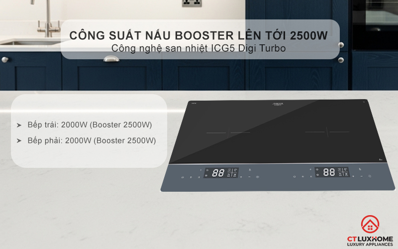 Tổng công suất 3500W với công nghệ san nhiệt ICG5 Digi Turbo
