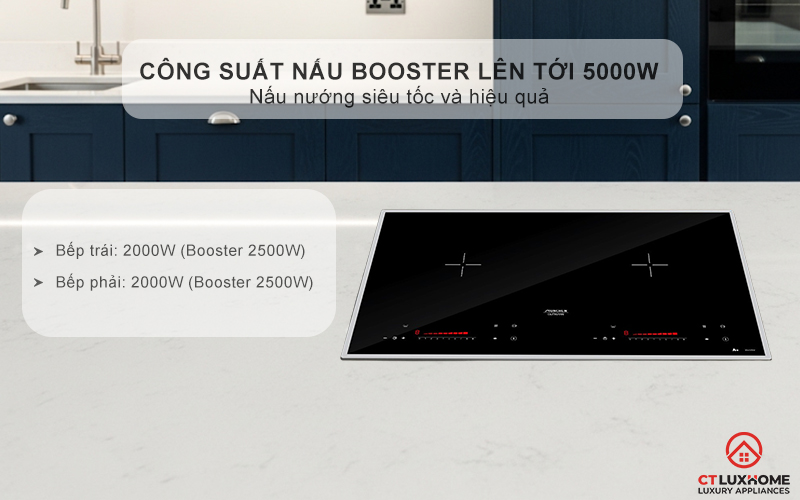 Tổng công suất lên tới 5000W nấu nướng nhanh chóng