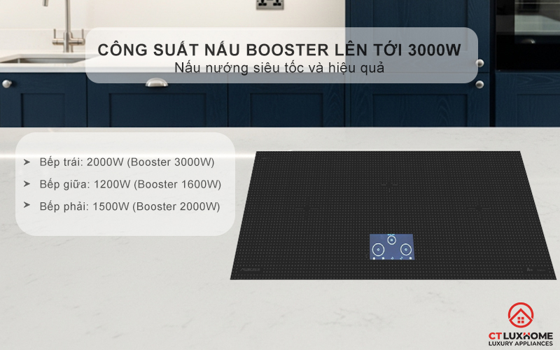 Tổng công suất lên tới 6600W giúp nấu nướng nhanh chóng