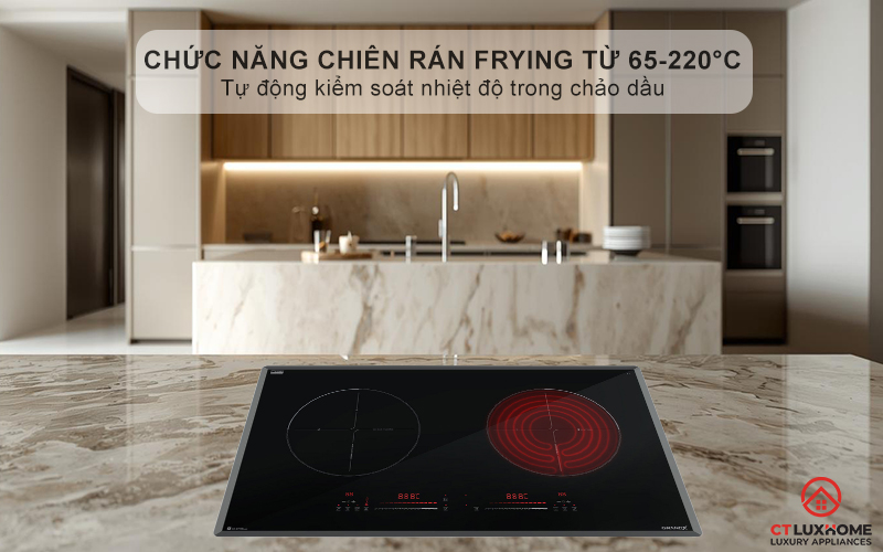 Chức năng chiên rán (Frying) kiểm soát nhiệt độ chính xác từ 65°C đến 220°C