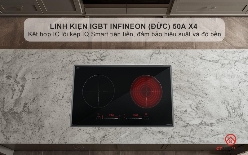 IGBT Infineon Germany 50A X4 và IC Dual lõi kép IQ smart giúp bếp hoạt động ổn định, bền bỉ