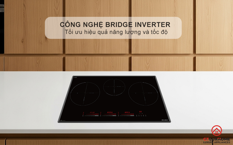 Công nghệ Bridge Inverter giúp tối ưu hóa điện năng tiêu thụ, tiết kiệm đến 38% điện năng so với bếp từ thông thường