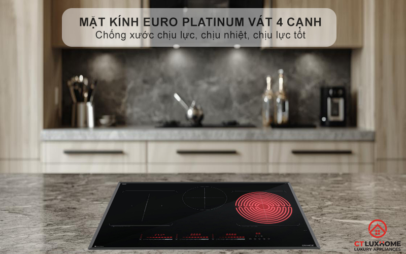 Mặt kính EURO Platinum cao cấp, chịu lực, chịu nhiệt và dễ dàng vệ sinh