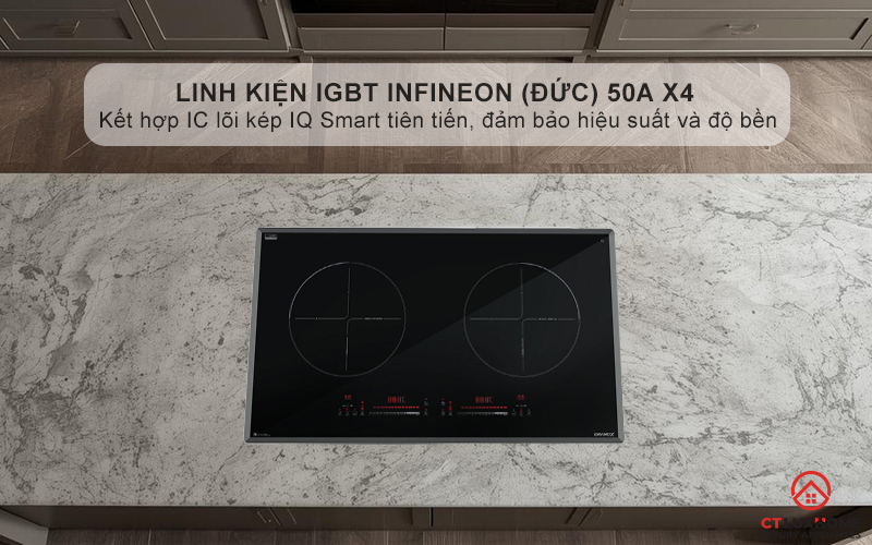 IGBT Infineon Germany 50A X4 và IC Dual lõi kép IQ smart giúp bếp hoạt động ổn định, bền bỉ