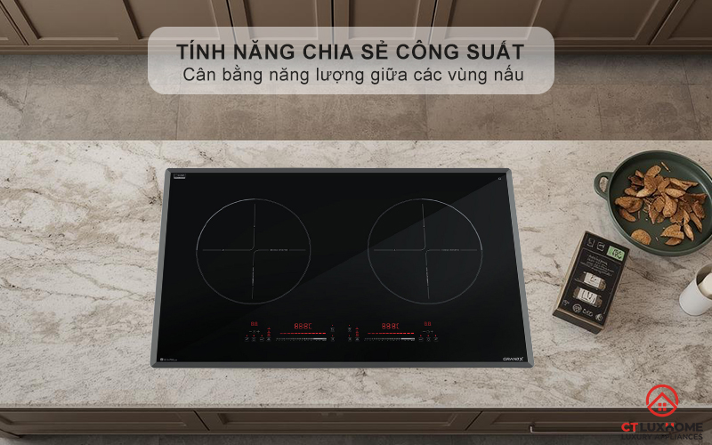 Tính năng chia sẻ công suất giữa 2 vùng nấu, chống quá tải