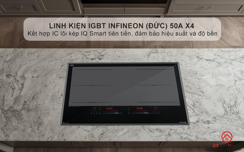 IGBT Infineon Germany 50A X4 và IC Dual lõi kép IQ smart giúp bếp hoạt động ổn định, bền bỉ