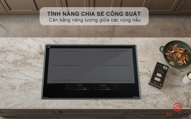 Tính năng chia sẻ công suất giữa 2 vùng nấu, chống quá tải