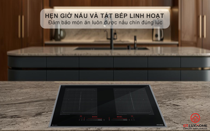 Hẹn giờ tối đa 99 phút cho từng vùng nấu, giúp người dùng chủ động hơn trong việc nấu ăn