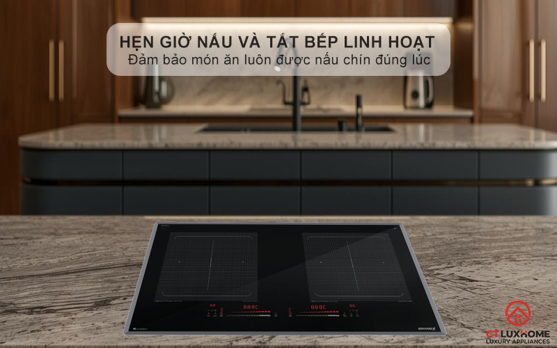 Hẹn giờ tối đa 99 phút cho từng vùng nấu, giúp người dùng chủ động hơn trong việc nấu ăn