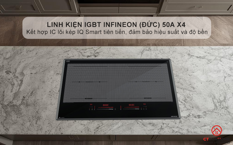 IGBT Infineon Germany 50A X4 và IC Dual lõi kép IQ smart giúp bếp hoạt động ổn định, bền bỉ