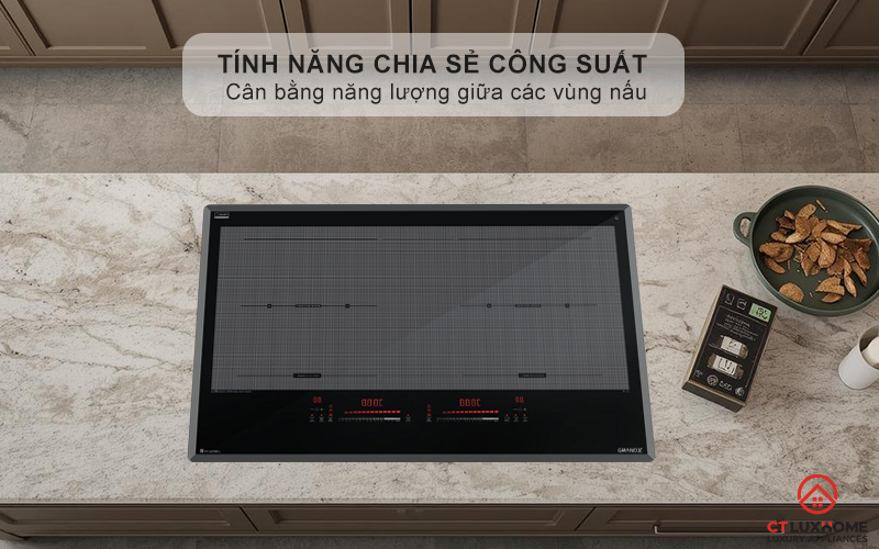 Tính năng chia sẻ công suất giữa 2 vùng nấu, chống quá tải