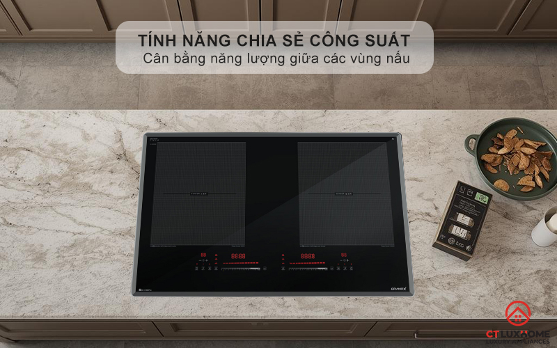 Tính năng chia sẻ công suất giữa 2 vùng nấu, chống quá tải