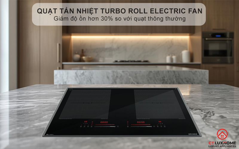Quạt tản nhiệt Turbo hoạt động êm ái, độ ồn ≤ 36dB, tăng tuổi thọ cho bếp